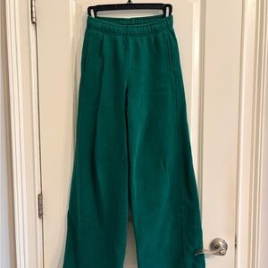 aerie very bright light forest green Fleece Sweatpants with Drawstring